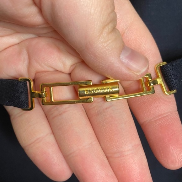 Escada Belted Wool Blazer 44 Navy Blue - Picture 10 of 10